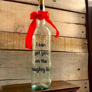 ‘I Can Get you on the Naughty List’ Wine Bottle Lantner